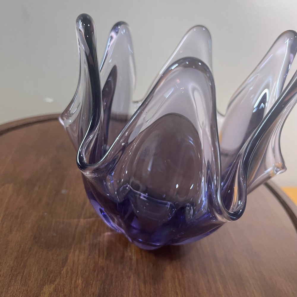 Vtg Viking Thistle Amethyst Purple Swung Glass Bowl Mid Century Modern MCM 5.5"‎ - Picture 4 of 9